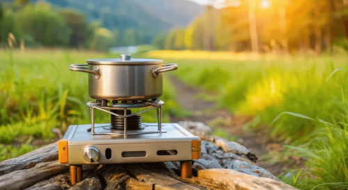 portable stove in nature